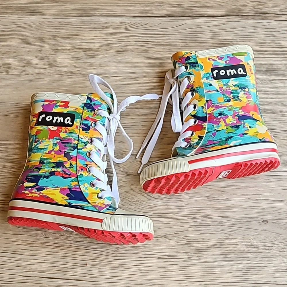 Roma Ilona Art Lace Up Rain Boots 7